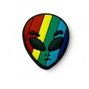 Rainbow Alien Head Shoe Charm | Multicolor | Flexible